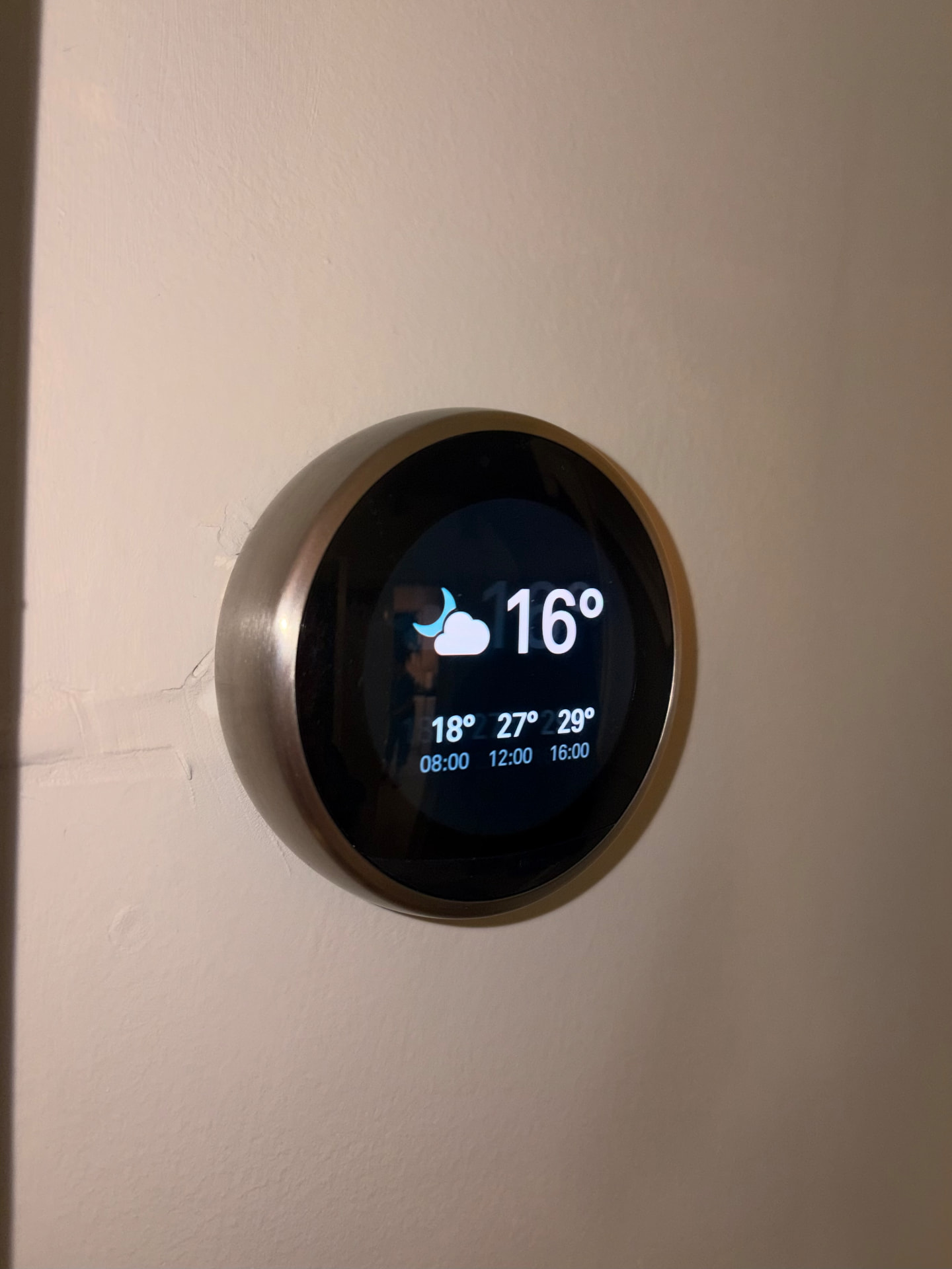 Nest smart thermostat installed and wired up on a hallway wall in Southampton