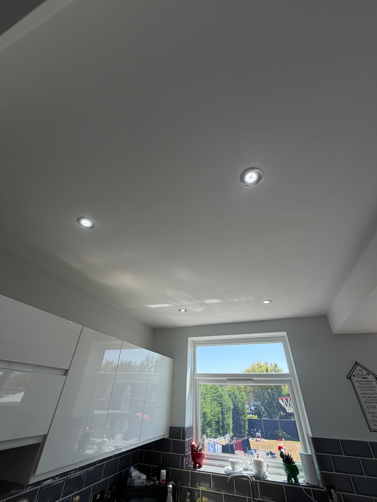 LED downlights installed in a Southampton kitchen ceiling