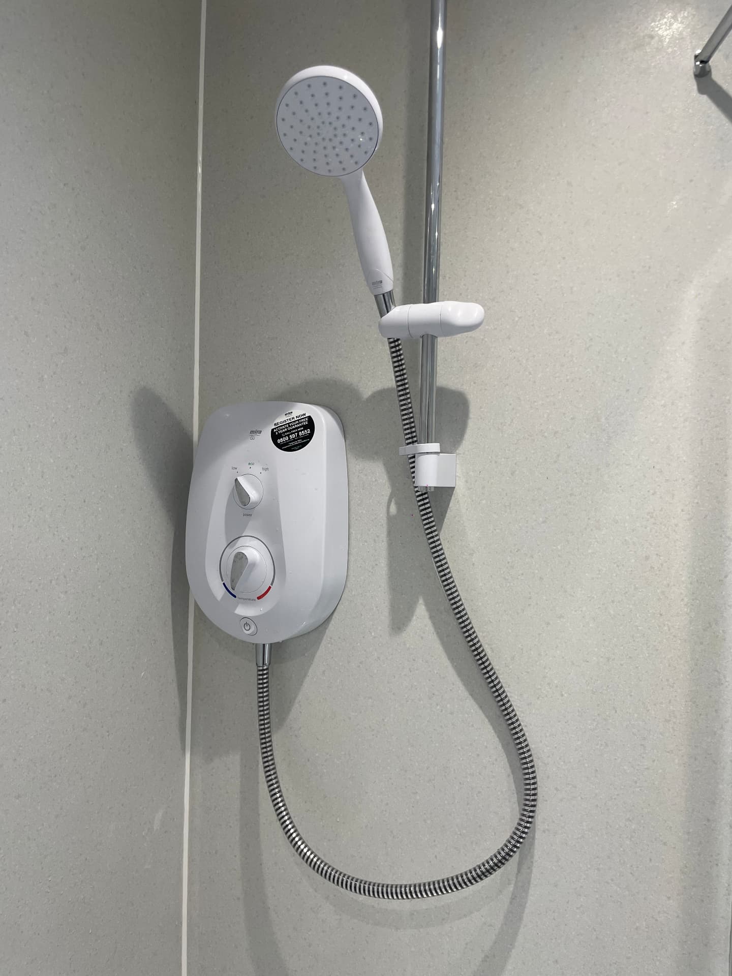 New Mira electric shower installed and reconnected in a Southampton bathroom