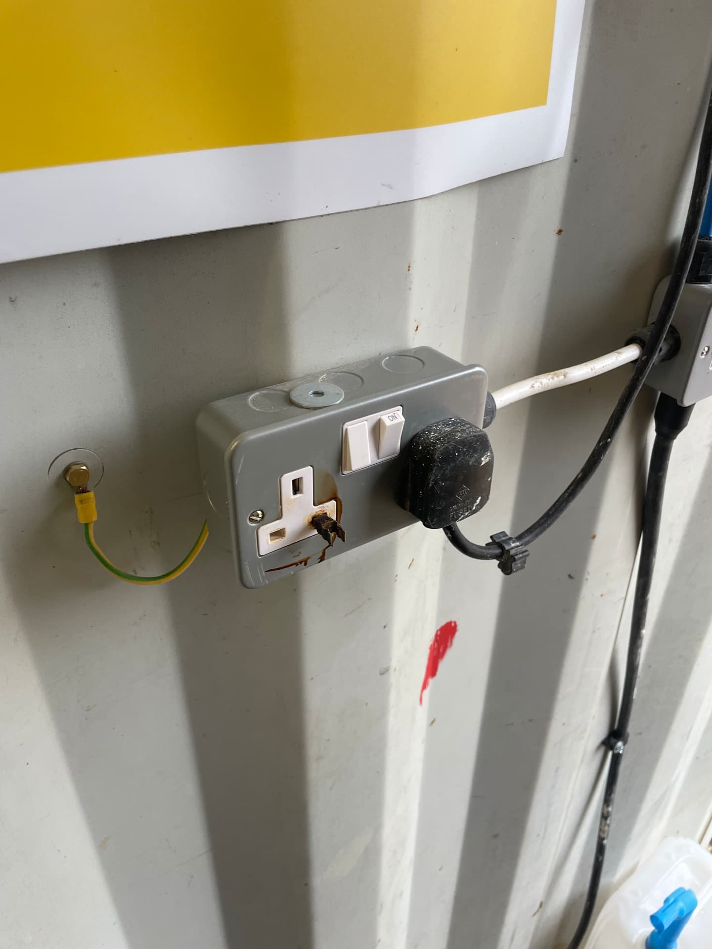 Scorched external socket made safe on an emergency call-out