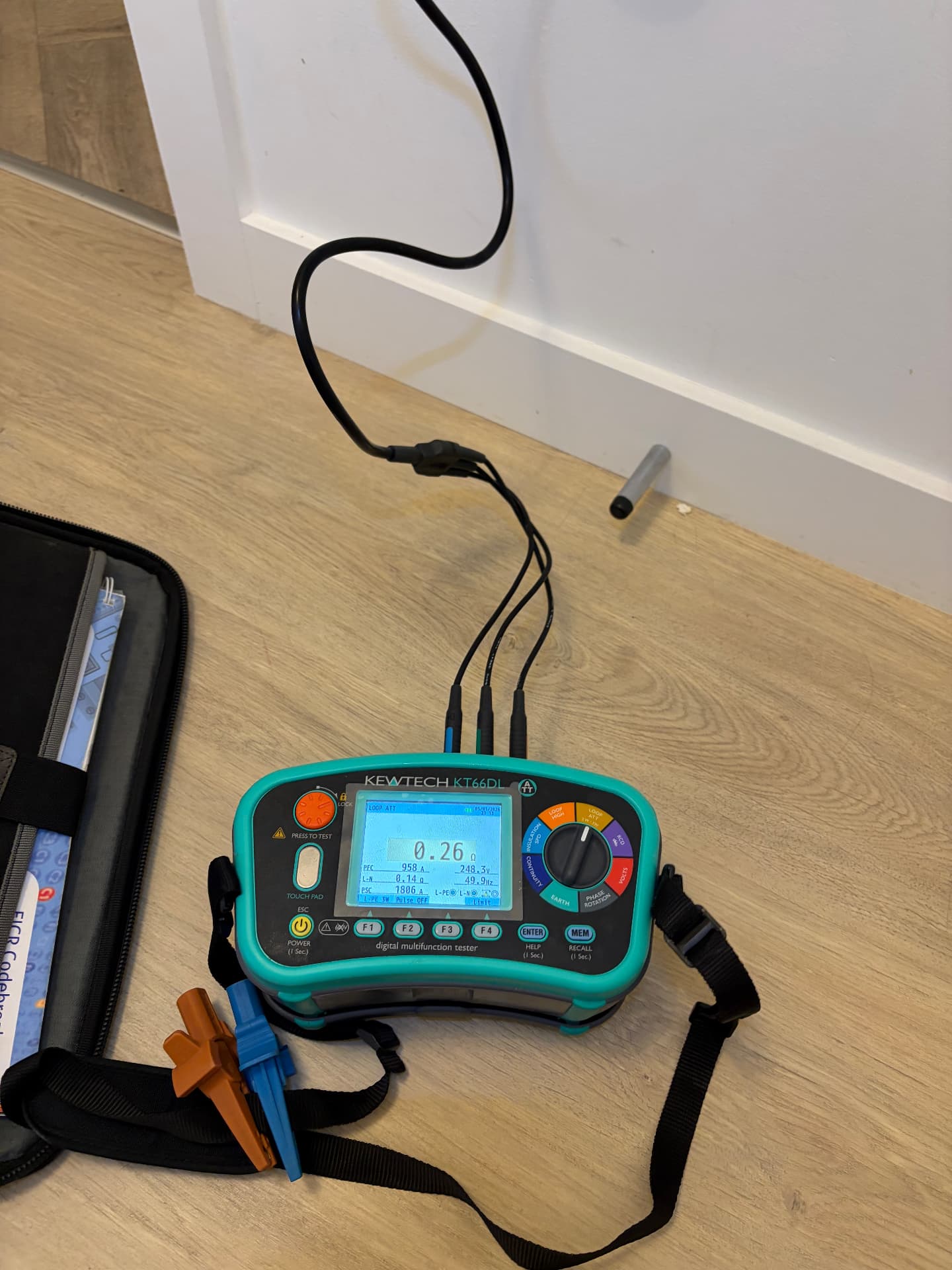 Kewtech multifunction tester recording circuit results during an EICR