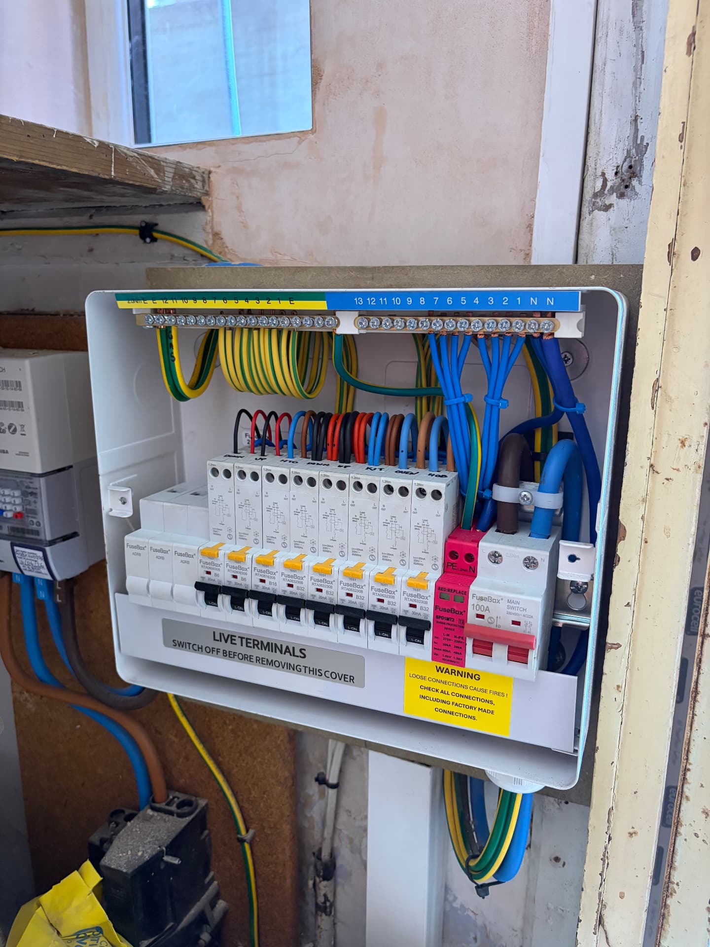 Newly installed FuseBox RCBO consumer unit with surge protection wired by Parker’s Electrical